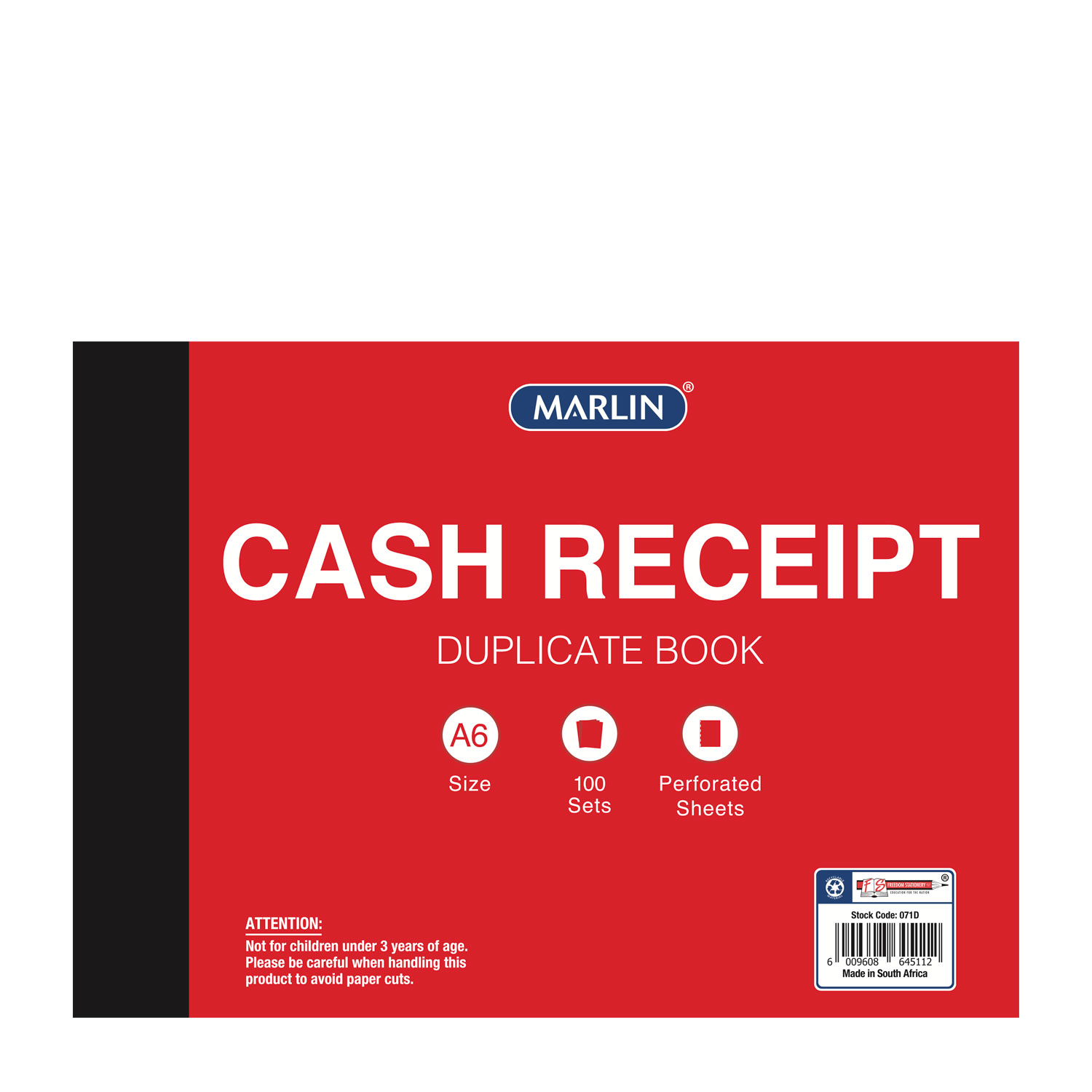 Marlin A6 Carbon Duplicate Cash Receipt Book