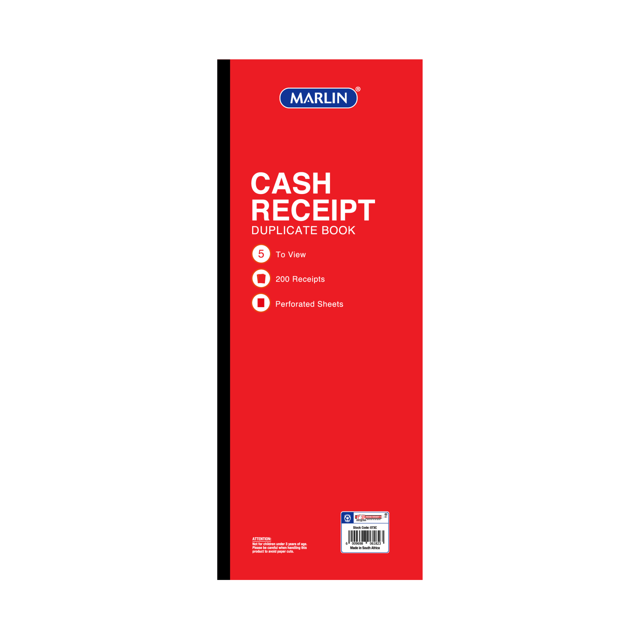 Marlin A4 Carbon Duplicate Cash Receipt Book (5 to View)