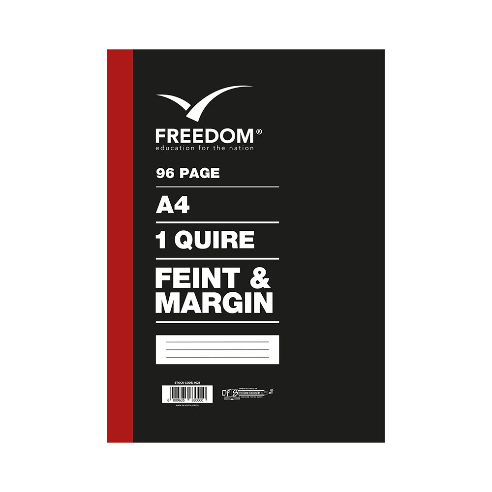 Freedom A4 1 Quire College Exercise Book Feint and Margin 96-Page