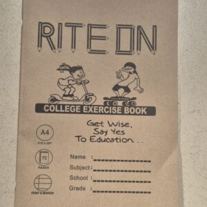 A4 72 Pages College Exercise Book Feint and margin - Rite On Brand