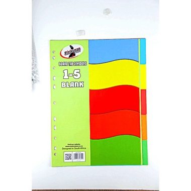 Board File Dividers Assorted Colours (1-5 Tab)