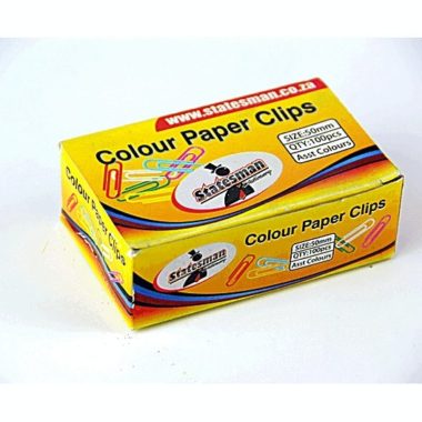 Statesman 50mm Paper Clips Assorted Colours 100's