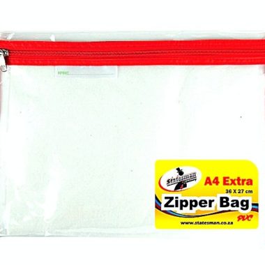 Statesman Red Zipper Bag Clear (Can Be Used As A Book Bag)