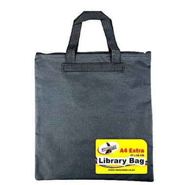 Statesman Library Book Bag Black canvas fabric washable