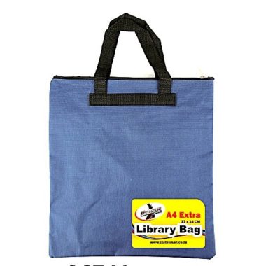 Statesman Library Book Bag Blue canvas fabric washable