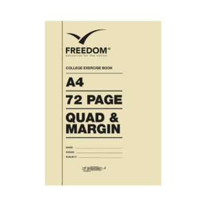 Freedom A4 72 Pages College Exercise Book Quad and margin (Blocks)