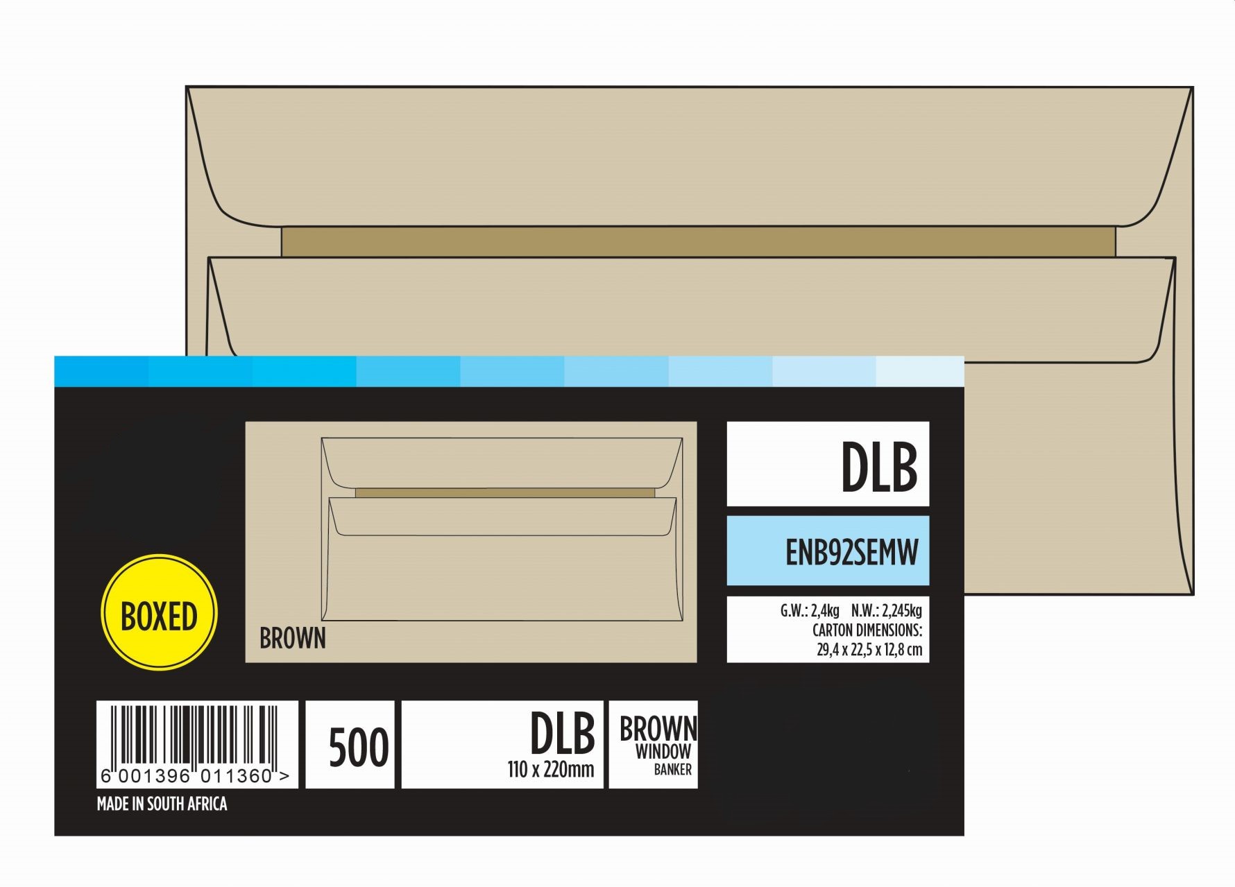 Statesman Envelopes DL 110mm x 220mm Brown 500 - Pack