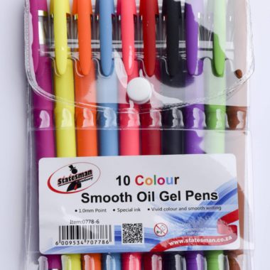 Statesman Smooth Oil Gel Pens Assorted Colours 10 Pack