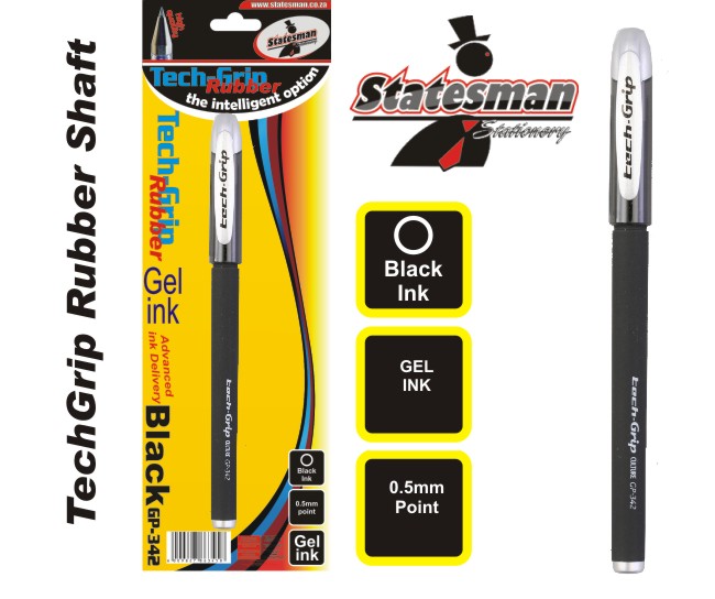 Statesman Gel Pen Tech Grip Black 0.5
