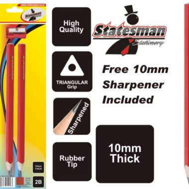 Pencil &Statesman 2B Beginner Triangular  Sharpener 2 Pack