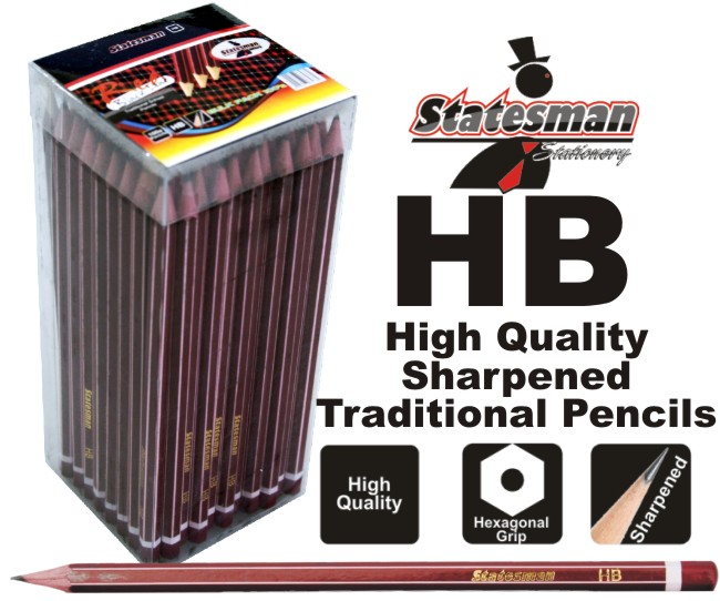 Statesman HB Pencils 100's - Ideal For Home, School & Offices