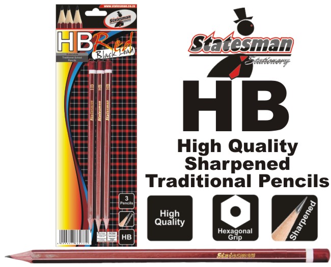 Statesman HB Pencils 3's - Ideal For Back To School
