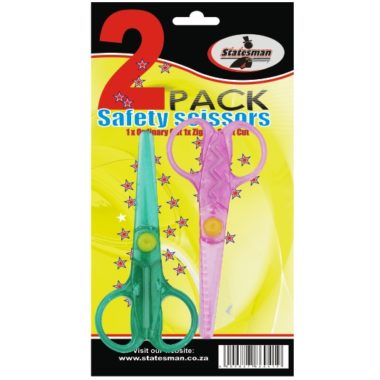 Statesman Plastic Zig Zag Scissor 2 Pack - Ideal For Small Kids Special Offer !!!