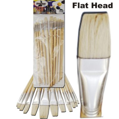 Paint Brush Set Assorted 12PC Flat