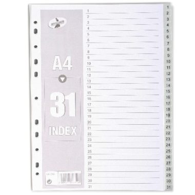 PVC File Dividers Grey (1-31 Tab)