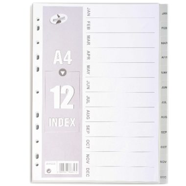 PVC File Dividers Grey (Jan-Dec Tab)