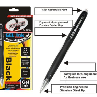Statesman Click Gel Pen K1027 Black 0.7