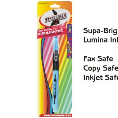 Highlighter Supa-bright Blue Ink Pen Type