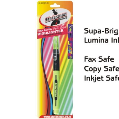 Highlighter Supa-bright Green Ink Pen Type