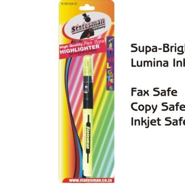 Highlighter Supa Bright Yellow Ink Pen Type