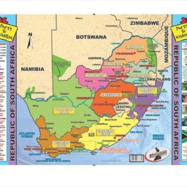 Educational Wall Chart Booh Bear S.A Map (Primary School) - Dry & Wipe A1 Size (Laminated)