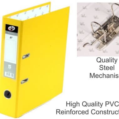 A4 Lever Arch File Yellow PVC 70mm