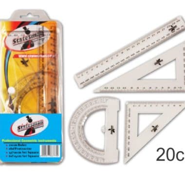 Statesman 20cm Geometry Ruler Set 4PC