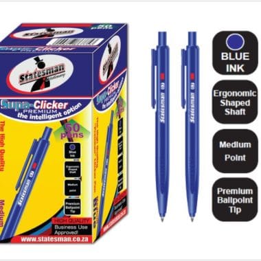 Statesman Click Pens 50 Pack Blue - Special Offer