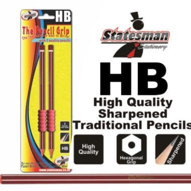 Statesman HB Pencils With Spongy Grips 2's