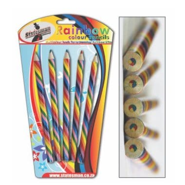 Statesman Rainbow Jumbo Colour Pencils 5's - Special Offer !!!