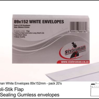 Statesman Envelopes 90mm x 152mm White 20 - Pack