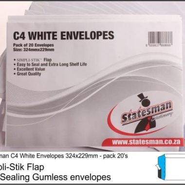 Statesman Envelopes C4 White 20 - Pack