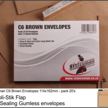 Statesman Envelopes C6 Brown 20 - Pack