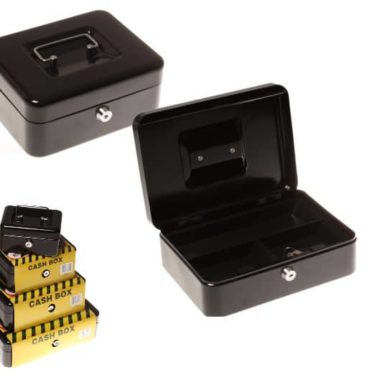 Cash Box Black Metal + Key 8"