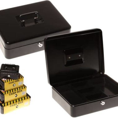 Cash Box Black Metal + Key 12"