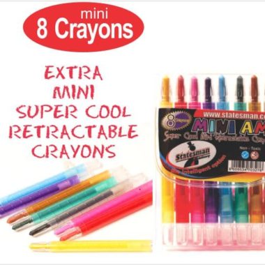 Statesman Retractable Wax Crayons Mini Twist 8's - Ideal For Small Kids