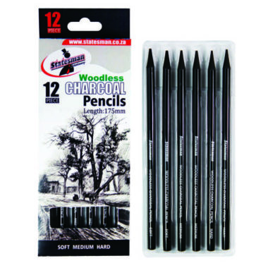 Statesman Charcoal Pencils 12's (Woodless)
