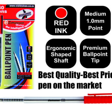 Pens Entrepreneur Medium Red 50 Pack (buy 1pk of 50 get one free)