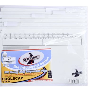 Suspension File Foolscap PVC White 10 pack