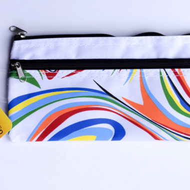 Two Zip Pencil Case Stripes 15cm