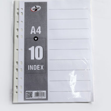 File Divider 10’s White Blank PVC