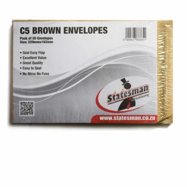 Statesman Envelopes  229mm x 162mm Brown 20 - Pack