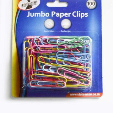 Statesman 50mm Jumbo Paper Clips 100's Assorted