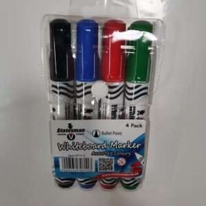 Whiteboard Markers 4 Pack (Black, Blue, Red, Green)