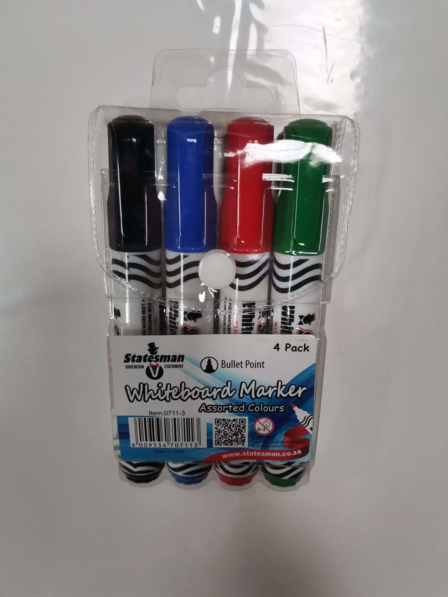 Whiteboard Markers 4 Pack (Black, Blue, Red, Green)