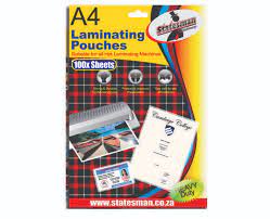 Statesman A4 Laminating Pouches 100 Pack - 160 Micron
