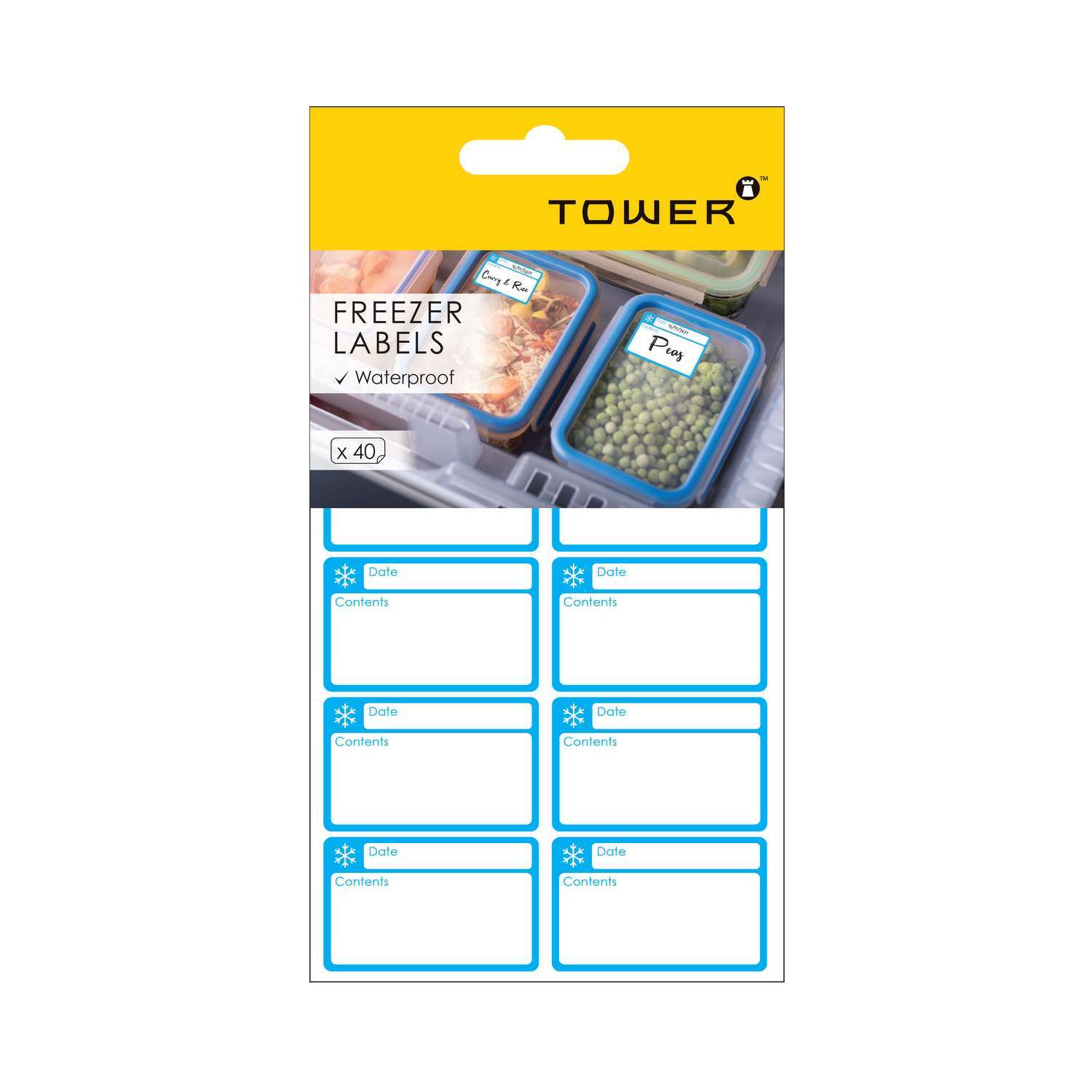 Tower Waterproof Freezer - 40 Labels