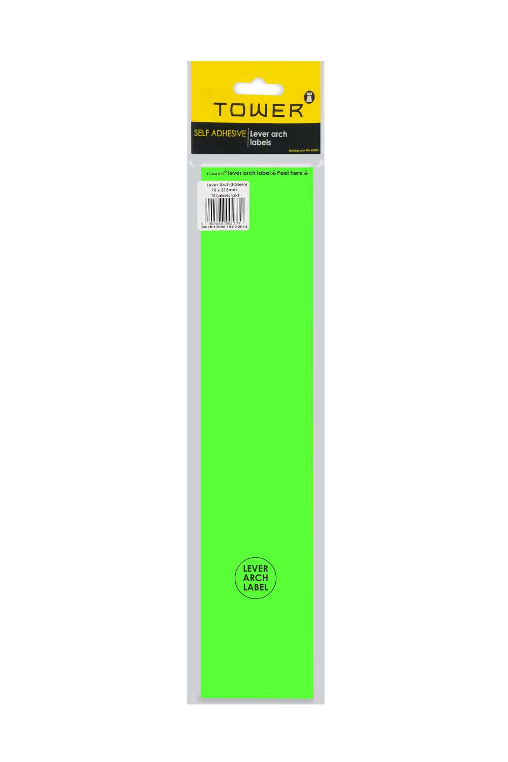 Tower Labels Lever Arch 12's Fluorescent Green