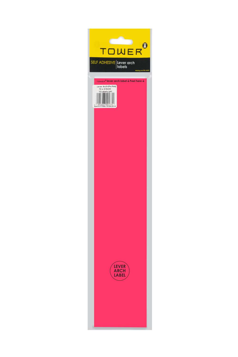 Tower Labels Lever Arch 12's Flourescent Pink