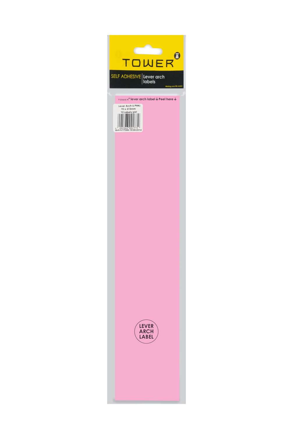 Tower Labels Lever Arch 12's Light Pink